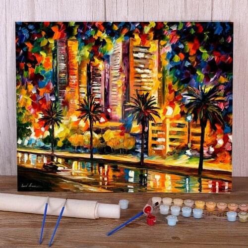 The Night Lights Miami Coloring By Numbers Painting Set Acrylic Paints 50*70 Oil Painting Paintings Crafts Adults Drawing
