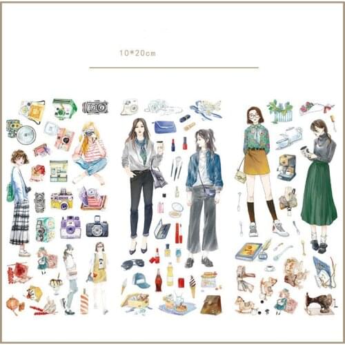 3pcs/lot Cute Fashion Girl Journal Decorative Stickers set Scrapbooking Stick Label Diary Stationery Album Stickers