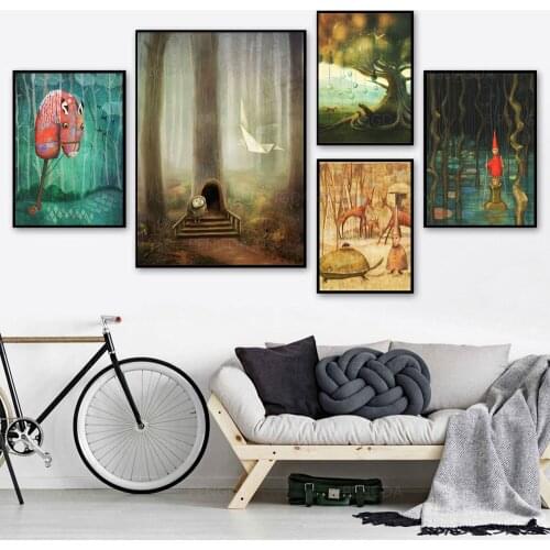 Wall Art Canvas Print Posters Landscape Painting Picture Home Decoration Abstract Moon Living Room Tree Modern Artwork Modular