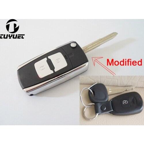 Uncut Blade Modified Flip Remote Key Shell 2 Buttons For Hyundai Elantra