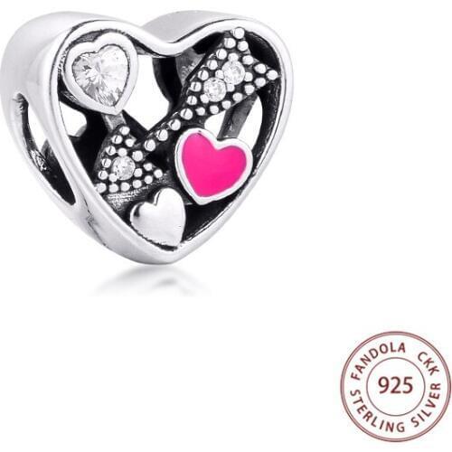 Fits Pandora Bracelets Struck by Love Heart Charms 925 Sterling Silver Women Beads DIY Jewelry Making Berloques Bijoux Femme