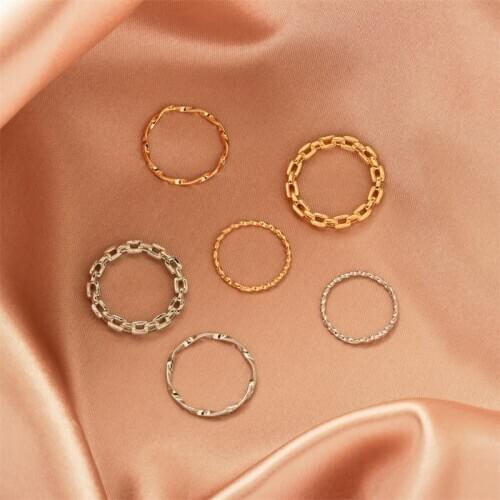 Simple Three-piece Ring for Women Twisted Chain Winding Knotted Corrugated Ring Set Fashion Copper Jewelry Party Trend New 2021