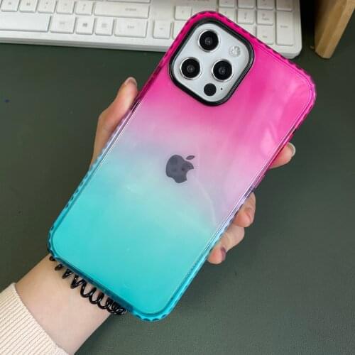 Rainbow Gradient Clear Case for iPhone 12 Pro Max Silicone Bumper Shockproof Cover for iPhone 11 7 8 Plus XR XS X SE 2020 Cases