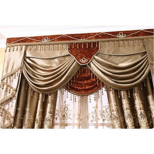 European Style Luxury Valance For Curtain Blackout Blinds Valances With Beads Pendant cortinas dormitorio