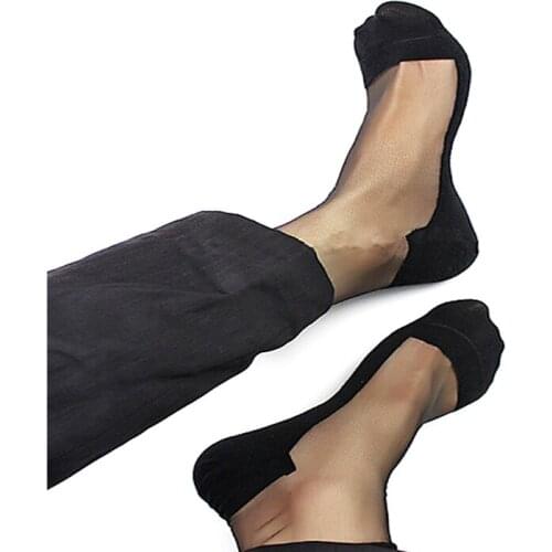 Sexy Black Men Silk Socks Transparent Sexy Gay Sheer Formal Sock Fetish Dress Suit Socks 1 Pair True Pictures