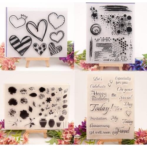 WYSE Heart Stamps Flower Clear Stamp Think of You Word Alphabet Stamps for DIY Scrapbooking