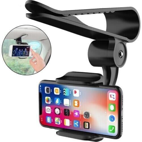 Universal 360 Car Clip Sun Visor Cell Phone Holder Mount Stand Soporte Movil For iphone XR GPS Holder in Car Mobile Clip