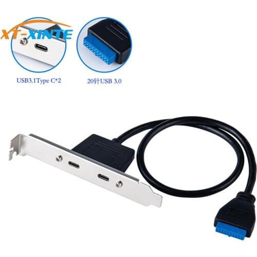 XT-XINTE PCI Card PCIL to USB 3.0 + USB3.1 Type-C Expansion Bracket 20Pin Panel Mount Cable for PC Computer