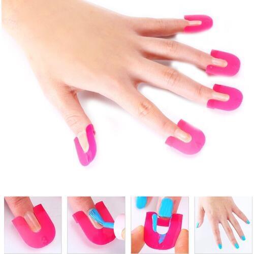 26pcs/Pack Nail Polish Molds Stencil Finger Cover Nail Polish Shield Protector Model Creative Spill-Resistant Manicure
