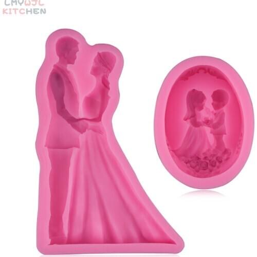 Bride and Groom Chocolate Candy Silicone Mold Tools for Wedding Cake Decoration DIY Cake Fudge Mold Baking Accessories