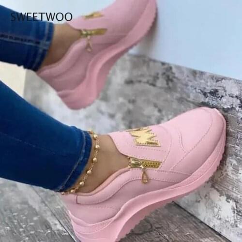 2021 Women Chunky Sneakers Solid Color Platform Shoes Thick Bottom Zipper Womens Vulcanized Shoes Sneakers