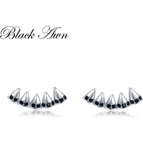 2020 New Black Awn Romantic 925 Sterling Silver Jewelry Natural Party Stud Earrings for Women Bijoux T220