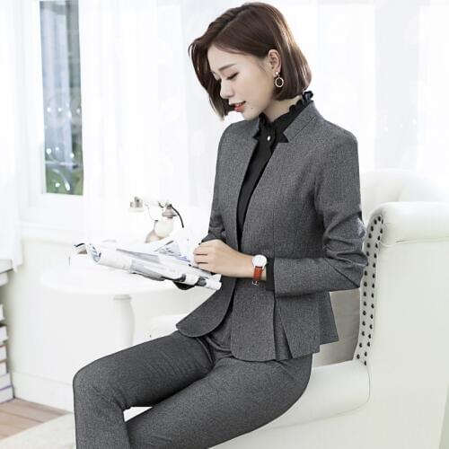 Ladies suit autumn and winter new high-end fashion waist temperament professional wear trousers set two sets of womens clothing