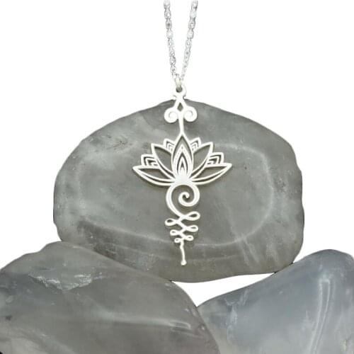 Lotus Flower Pendant Necklace Women Hippie Necklace Unalome Charms Hollow Plating Lotus Flower Necklaces Women Yoga Jewelry