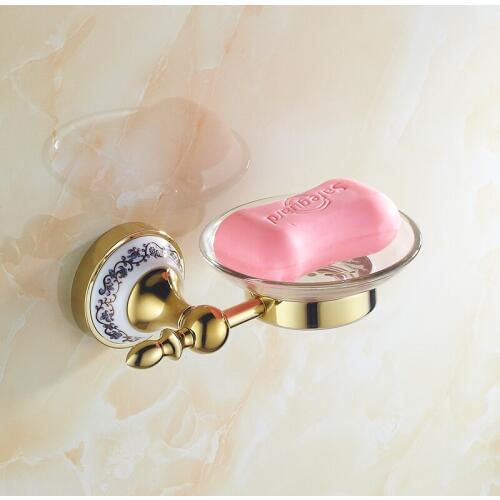 Gold Soap Dishes Brass Gold Soap Basket Wall Mounted Ceramic Soap Holder Chrome Bathroom Accessories Home Decoration Soap Box