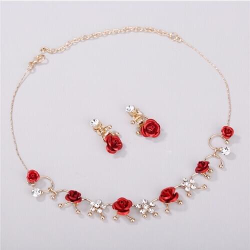 1 pair Fashion Ear Clip & Neckless Set Elegant Jewelry Dress Accessory Ear clip+1 Necklace Women