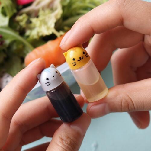 3pcs/set Mini Seasoning Sauce Bottle Small Containers Lovely Cat Dog Bottles for Bento Lunch Box Kitchen Jar Accessories NEW