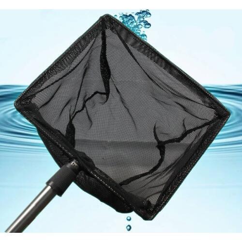 Stainless Steel Aquarium Fish Net Square Adjustable Telescopic Fishes Shrimps Landing Net for Fish Tank Aquarium Accessories