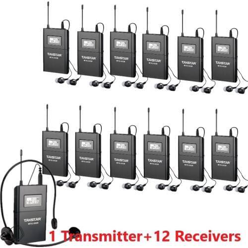 Takstar WTG-500/WTG500 UHF Wireless Acoustic Transmission System100M operating range 1 Transmitter+12 Receivers+Headworn MIC
