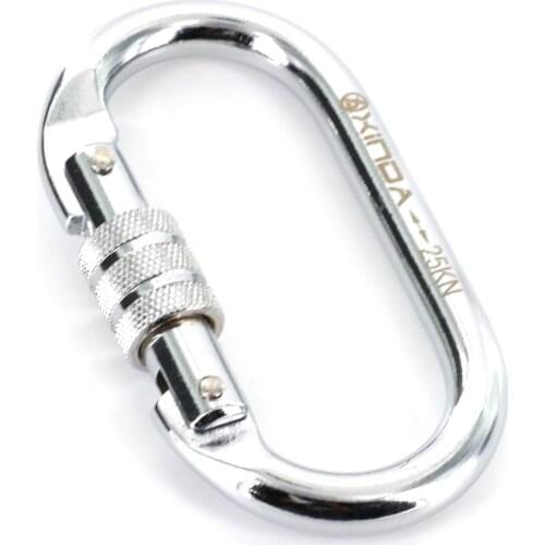 Safety Outdoor Mountaineering Climbing Rappelling Carabiner Steel Screw Lock 25KN