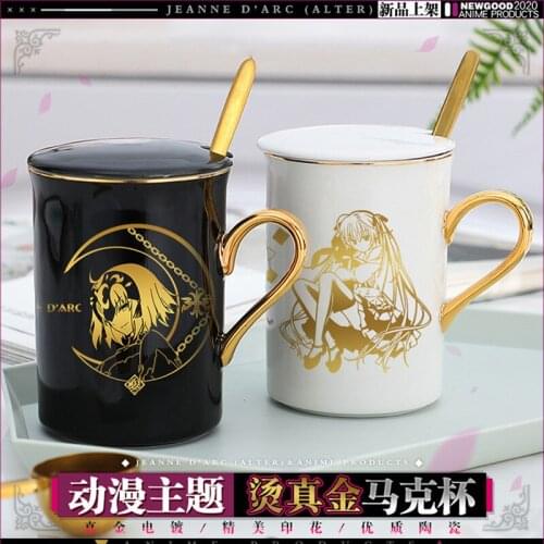 Fate/stay night FGO Arutoria Pendoragon Saber Cosplay Gold Stamping Tea Cup Daily Ceramic Water Cup Gift Cosplay Accessories