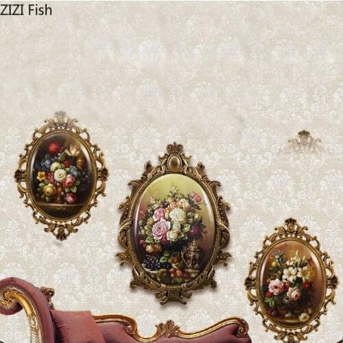 European Wall Hanging Flower Pattern Resin Painted Background Decoration Metope Ornaments American Pendant Rustic Home Decor