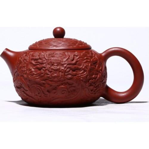 Purple Clay Teapot Gift Raw Ore Dahongpao Dragon Carving Xishi Kungfu Tea Set Teapot Household Teapot Cute Teapot