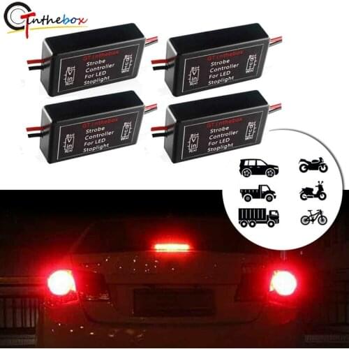 Gtinthebox 4Pcs 12V Brake Tail Stop Light Strobe Flash Module Black Controller Box For Car