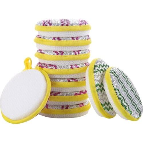 Dish-Washing Sponge Scouring Pad Kitchen Oilproof Thickened Double-Sided Cleaning Dishcloth Magic Spong Mop Brush Pot