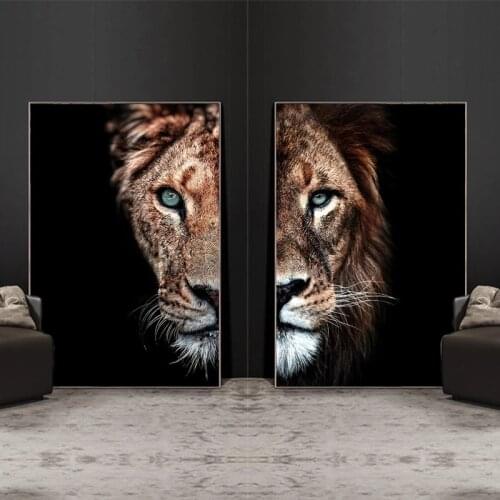 Male lion and lioness Canvas Paintings On The Wall Art Modern Decorative Posters And Prints Canvas Art Animal Pictures for Room