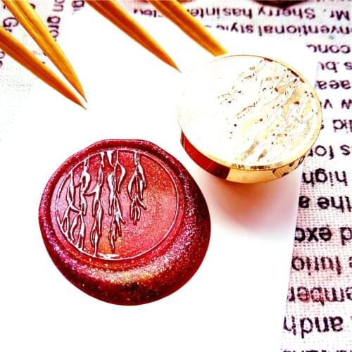 Willow leaves plant weeping willow personalized name/Sealing Wax/wedding Wax Seal Custom invitation stamp Customize Box