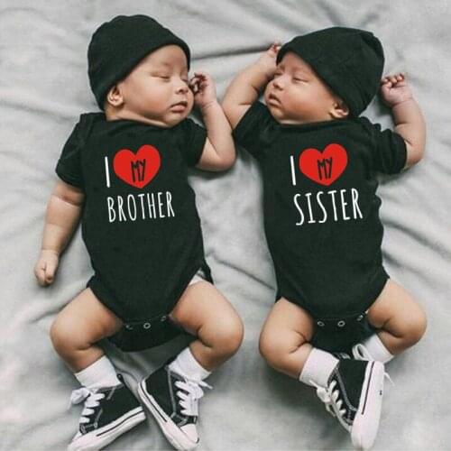 2022 I Love My Sister/ Brother Baby Boys Girls Bodysuits Summer Short Sleeve Body Baby Romper Cotton Sibling Matching Onesie