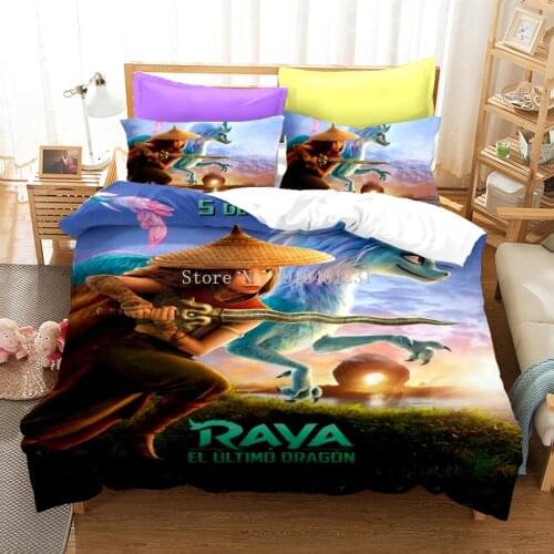 Disney Raya and The Last Dragon Duvet Cover Cartoon Printed Bedding Set Quilt Comforter Cover Pillow Case Children Kids Boy Girl