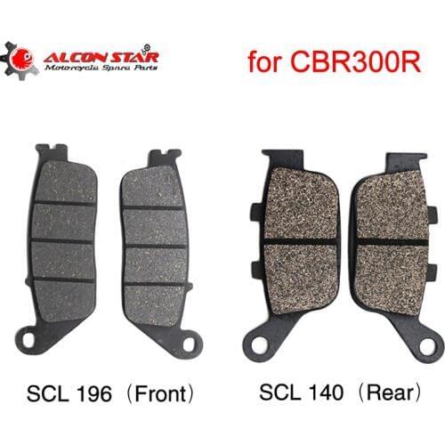 Alconstar- Motorcycle Brake Pads Set for CBR300R CBR 300 R 2011 2012 2013 2014 2015 Front Disc and Rear Disc Brake Pads Set