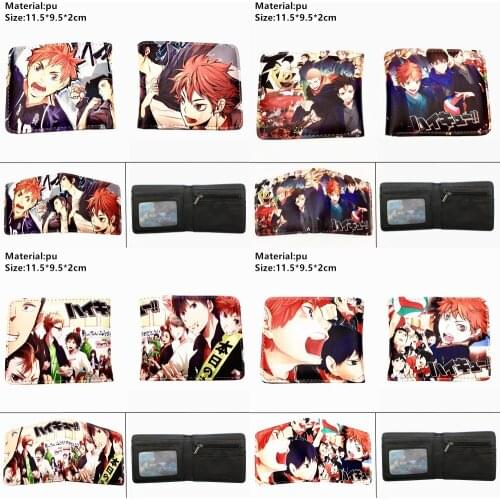 Leather Wallet Anime Haikyuu!! Law Bifold Boys Girls Coin Pocket Pu Zipper Short Photo Card Holder Layers Purse Gift