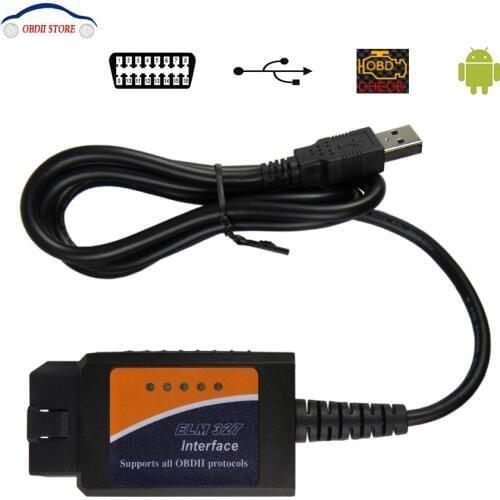 Best ELM327 USB OBD2/OBDII Interface Scanner ELM 327 V 1.5 Car Diagnostic Scanner ELM327 V1.5 FT232RL Chip Auto Diagnostic Tools