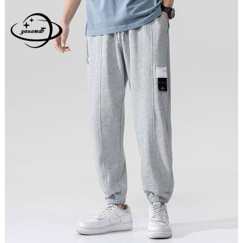 M-4xl Mens Ankle-Length Sweatpants Loose Pants Spring Autumn Male Trousers Elastic Waist Comfortable Pockets Clothes Hy69