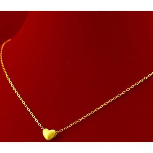 FASHION KOREAN 14K GOLD NECKLACE FOR WOMEN WEDDING ENGAGEMENT JEWELRY MATTE LITTLE LOVE HEART PENDANT NECKLACE CHAIN CHOCKER