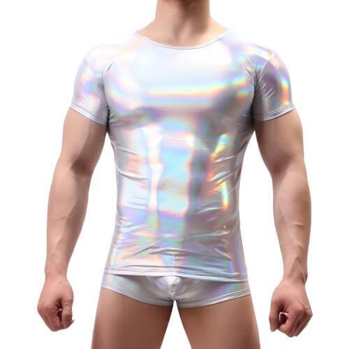 T shirt men harajuku camisetas hombre imitation leather sweatshirt mans T-shirt ropa streetwear tee shirt homme mens clothes