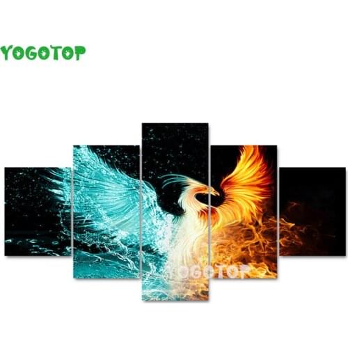 5 Panel Double Color Bird diy diamond painting rhinestone full drill Mosaic diamond embroidery decor Animal Fire phoenix ML1550