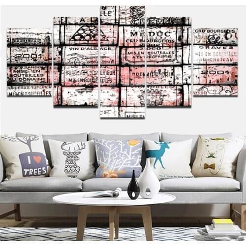 Five-Piece Set Hd Nordic Printed Canvas Painting Art Wall Poster Irregular Pattern Letter Picture Modern Decor Mural Frameless