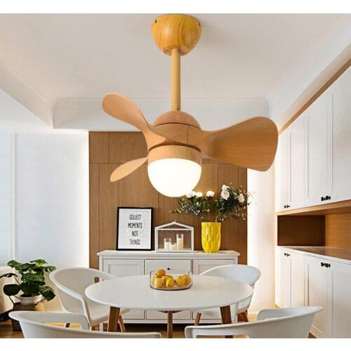 Nordic fan lamp simple modern silent remote control restaurant bedroom ceiling fan lamp Mini childrens room fan light