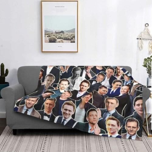 Tom Hiddleston Collage Aquarius Zodiac Blankets Fleece Summer Actor Ultra-Soft Throw Blankets for Bed Outdoor Bedspreads