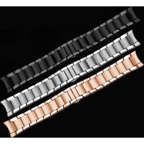 PEIYI watchband 22mm Solid Stainless Steel Strap Rose gold Metal Bracelet Deployment Clasp Replacement Belt For AR2447 2448 2432