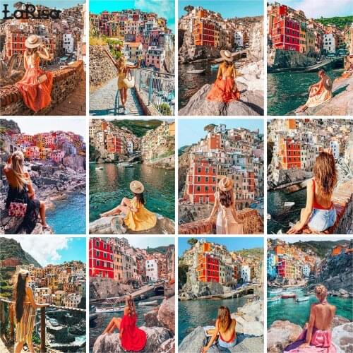 Landscape Portrait Diamond Mosaic Beautiful Woman Traveling Scenery 5D DIY Diamond Embroidery Square Round Full Diamond Painting