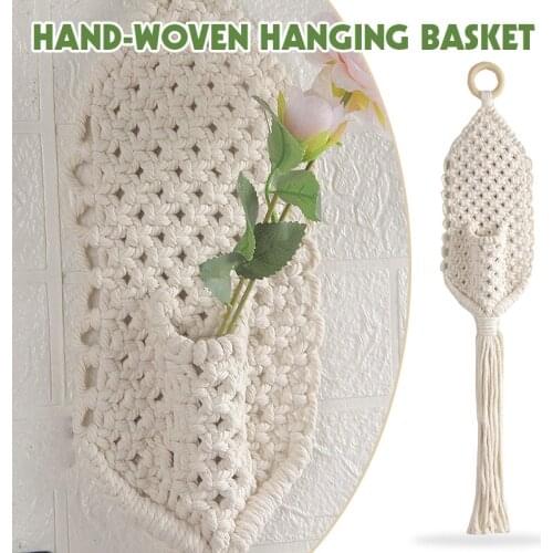 Handmade Woven Cotton Macrame Wall Hanging Decoration Plant Pot Net Basket Boho Tapestry Hanging Plant Holder Decor Flowerpot