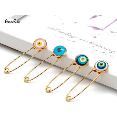 Lucky Eye Colorful Turkish Evil Eye Charms Brooch Pin Gold Color Dropping Oil Brooch Pins Fashion Jewelry Gifts for Women Men