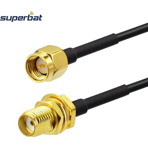Superbat SMA Plug to SMA Jack Straight Adapter Connector RF Pigtail Coaxial Cable RG174 20cm for Wireless Antenna
