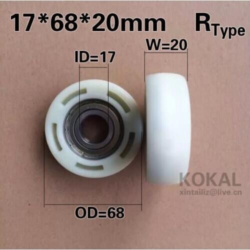 [R1768-20]Free Shipping 2PCS PA66+30% glass fiber high loading car door bearing roller with 68mm outer diameter 17*68*20