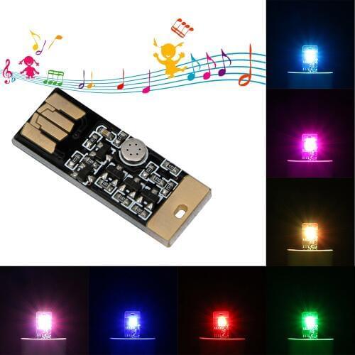 RGB Music Rhythm Light with USB Sockets Decorative Lamp Car LED Atmosphere Lights Car-styling Touch and Sound Control Universal